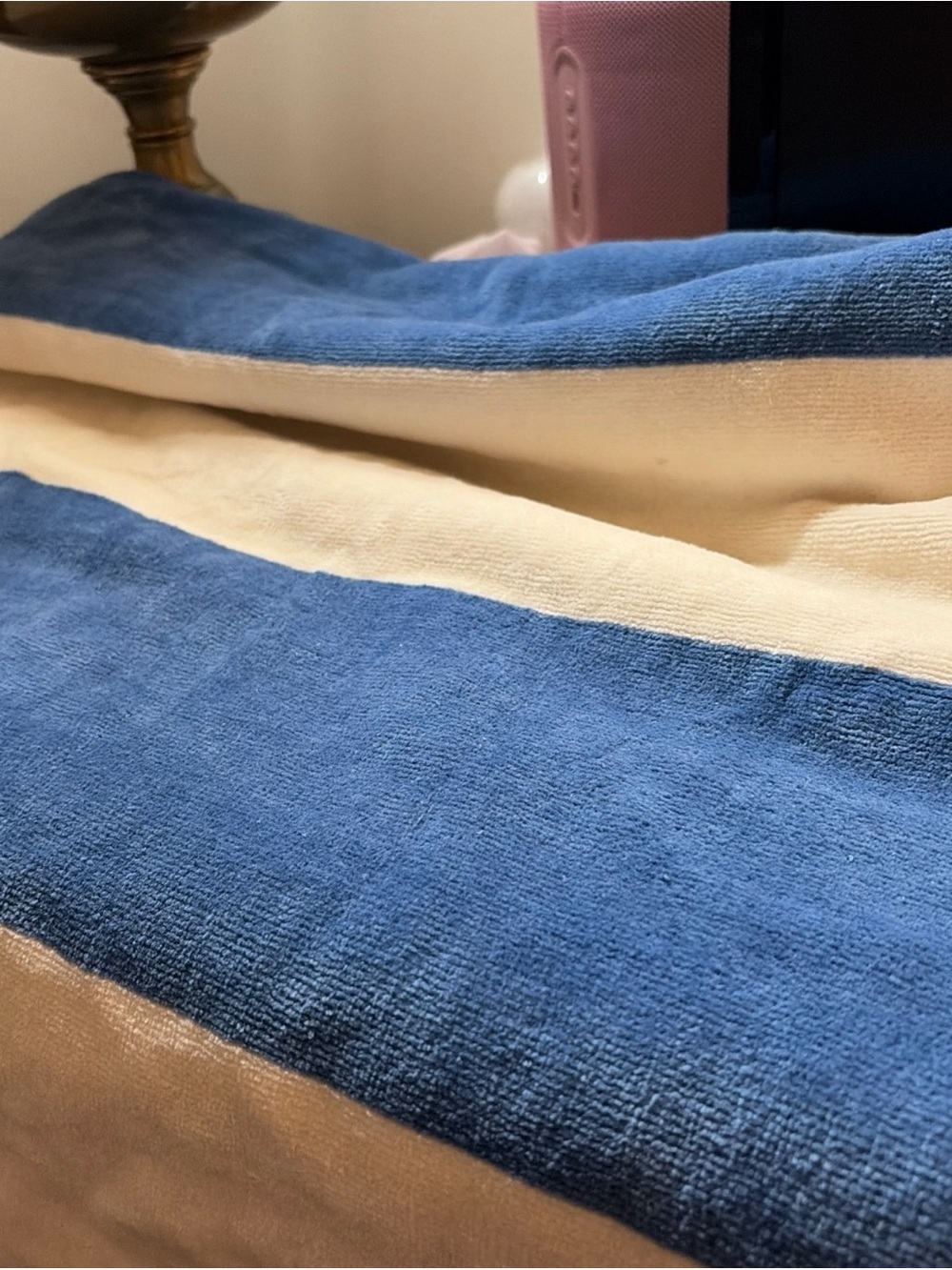 Threshold Navy and Cream Striped Plush beach towels